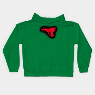 Zombies Red and Black Sketchy Ray Gun on Emerald Green Kids Hoodie